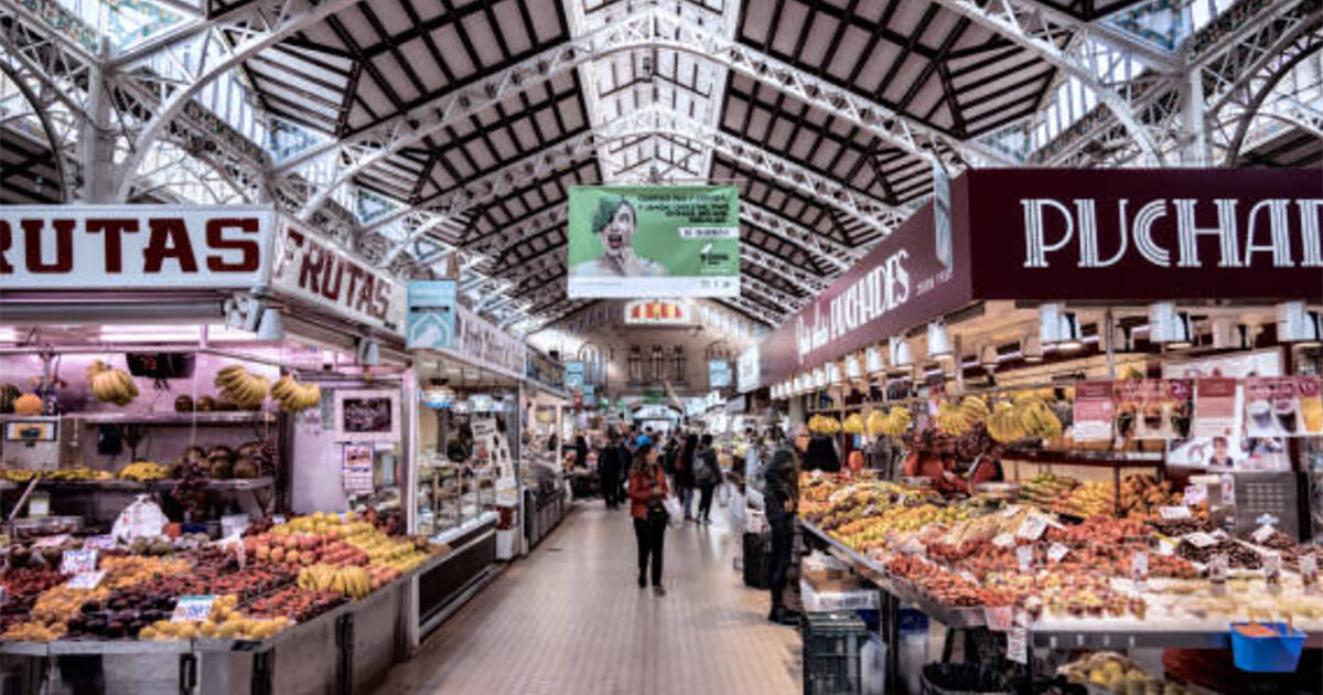 stalls at a local market in Alicante